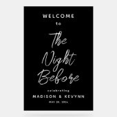 De avond voor repetitie diner zwart welkom acryl bord (Voorkant)