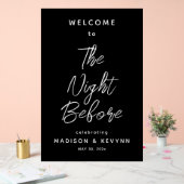 De avond voor repetitie diner zwart welkom acryl bord (Huwelijk)