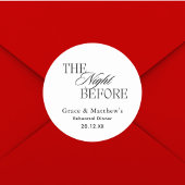 De avond voor repetitie diner zwart-wit ronde sticker