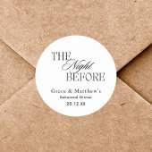 De avond voor repetitie diner zwart-wit ronde sticker