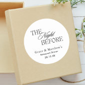 De avond voor repetitie diner zwart-wit ronde sticker