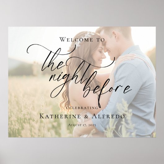 De avond voor repetitie elegante foto welkom poster (Voorkant)