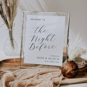 De avond voor stijlvol script repetitie teken poster