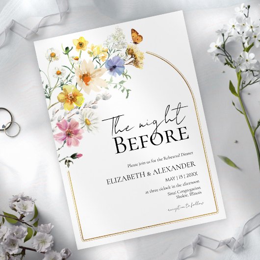 De avond voor Wildflower Boho repetitie diner Kaart