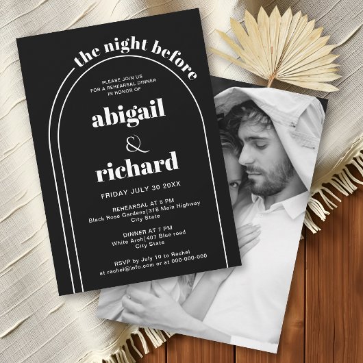 De avond voor zwarte bruiloft repetitie diner kaart
