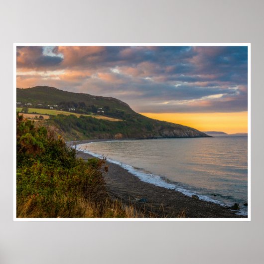 De Avondgloed van de Greystones Kust Poster (Voorkant)