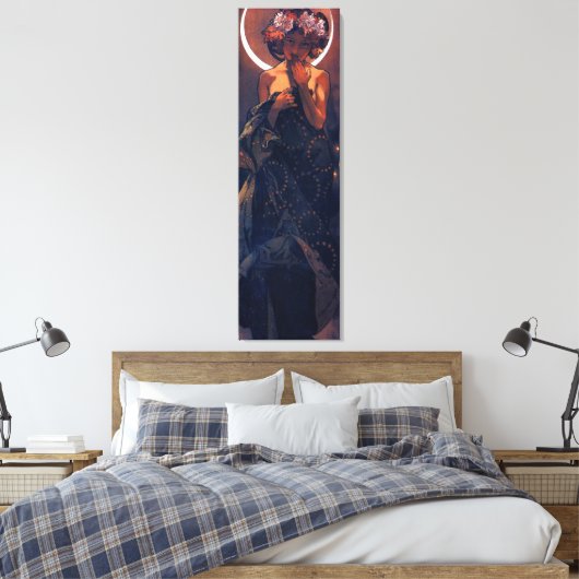 De avondster, nouveau art van Alfons Mucha Canvas Afdruk (Insitu (Slaapkamer))