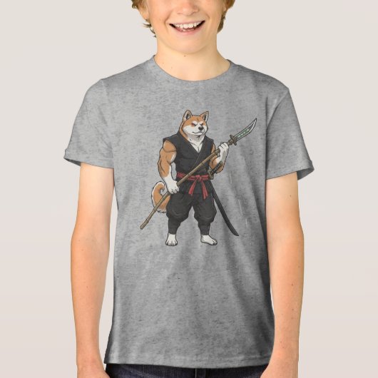 De avonturen van de Akita gladiator hond Tri-Blend Shirt (Voorkant)