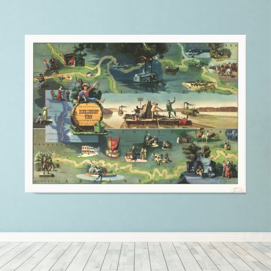 De avonturen van Huckleberry Finn Canvas Afdruk (Insitu (Houten vloer))