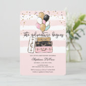 De avontuur begint baby shower uitnodiging (Staand voorkant)