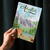 de avontuur begint bos berg baby shower kaart