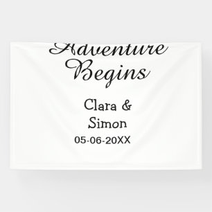 De avontuur begint huwelijks paar naam datum spandoek