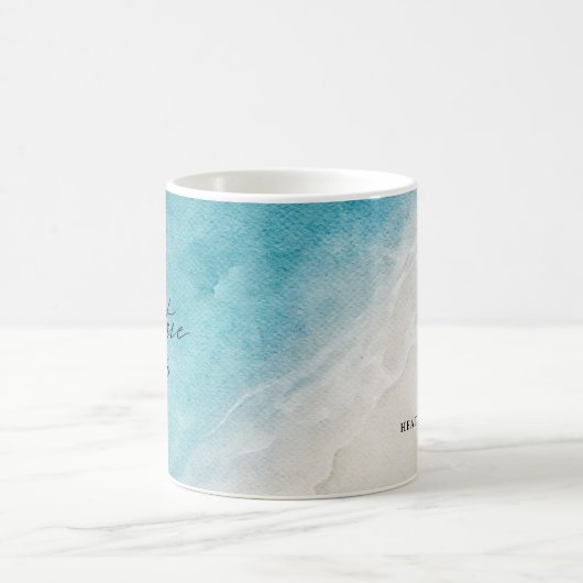 De Avontuur Begint Strand Bruiloft Favoren Koffiemok (Center)