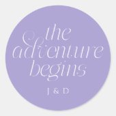 De Avontuur Begint Trouw Violet Ronde Sticker (Voorkant)
