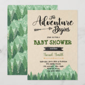 De avontuur begint uitnodiging voor douche (Voorkant / Achterkant)