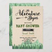 De avontuur begint uitnodiging voor een babyshower (Voorkant / Achterkant)