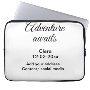 De avontuur begint voeg naam datum jaar plaats toe laptop sleeve