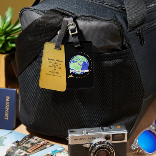 De avontuur begint Wereld Reis Wereldbol Bagagelabel (Voorkant /achterkant)