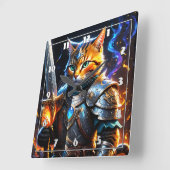 De avontuurlijke kattenridder met een zwaard vierkante klok (Hoek)