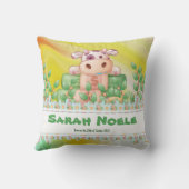 De avontuurlijke Koe kubus met editable teksten Kussen (Achterkant)