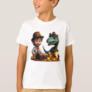 De avontuurlijke T-Rex en Boy Treasure Hunters T-shirt