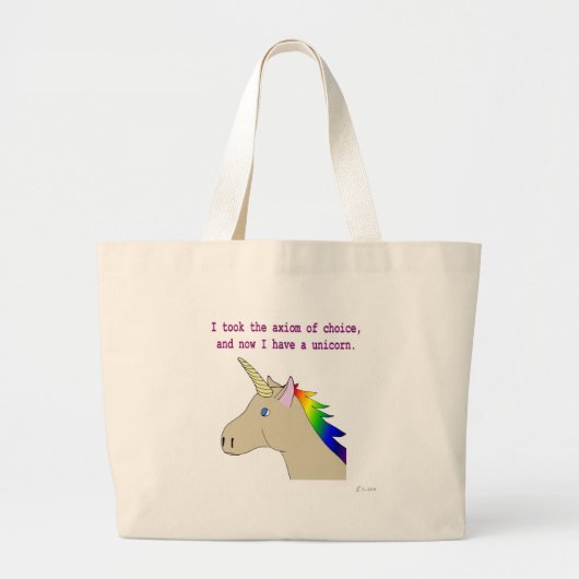 De axiom van de keuze maakt eenhoorns! grote tote bag (Voorkant)