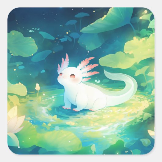 De Axolotl Geheime Tuin Vierkante Sticker (Voorkant)