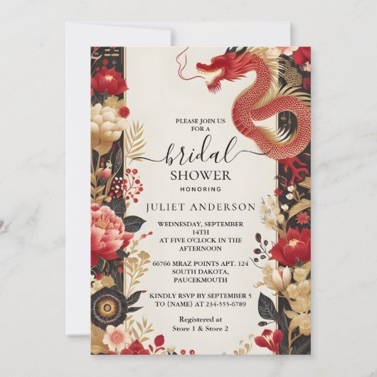 De Aziatisch Chinese Tweetalige Hei Bold Bruidsdou Kaart (Voorkant)