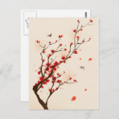 De Aziatische het Schilderen van de Stijl Bloesem Briefkaart (Voorkant / Achterkant)