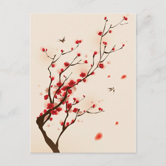 De Aziatische het Schilderen van de Stijl Bloesem Briefkaart (Voorkant)