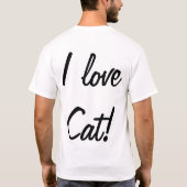 De Aziatische kat met "Ik hou van katten!" T-shirt (Achterkant)
