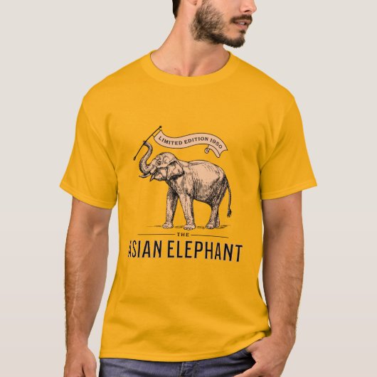 De aziatische olifant 1950 voor hem gele T-Shirt (Voorkant)