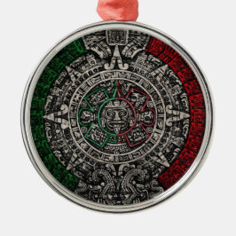 De Aztec Mexico Sun Stone Calendar Metalen Ornament