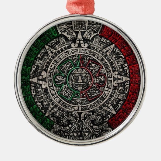 De Aztec Mexico Sun Stone Calendar Metalen Ornament (Voorkant)