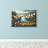 De Azuur Rivier van de Oude Citadel Canvas Afdruk (Insitu (Houten vloer))