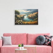 De Azuur Rivier van de Oude Citadel Canvas Afdruk (Insitu (Woonkamer))