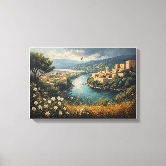 De Azuur Rivier van de Oude Citadel Canvas Afdruk (Voorkant)