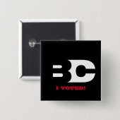 DE B-CAST-BUTTON "I STEMMING" VIERKANTE BUTTON 5,1 CM (Voorkant /achterkant)