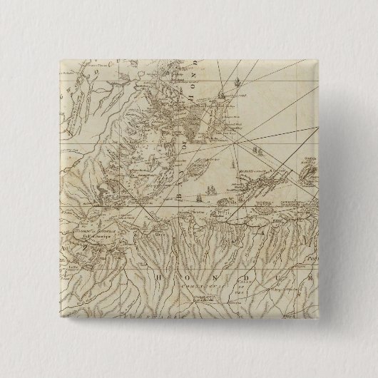 De baai van Honduras Vierkante Button 5,1 Cm (Voorkant)
