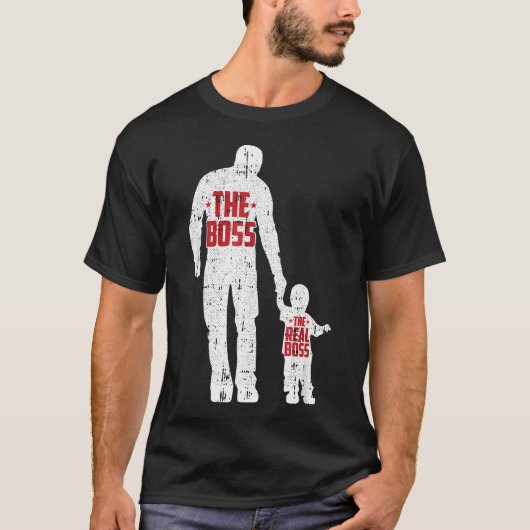 De Baas De Echte Baas Vaderdag Vader Zoon T-shirt (Voorkant)