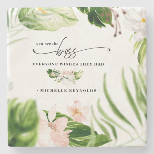 De baas die iedereen graag had | Monogram Stenen Onderzetter (Voorkant)