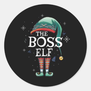 De baas Elf Kerstmis Matching Elf familie voor Ker Ronde Sticker