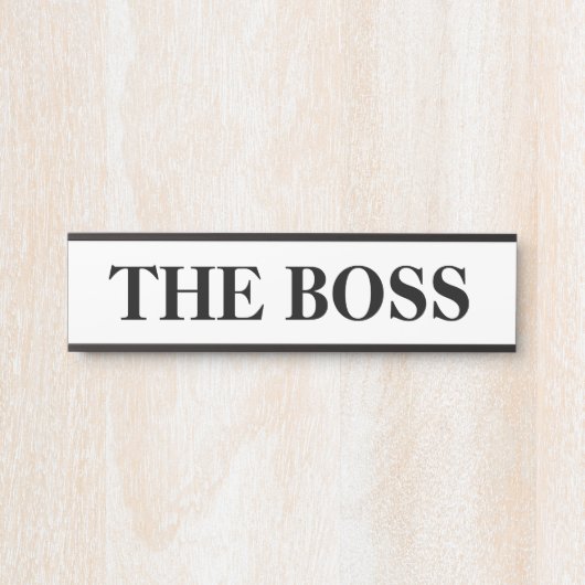 De baas hangende deur teken naam Bord Deurbordje (Voorkant)