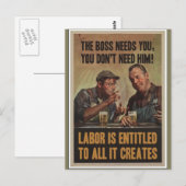 De baas heeft je nodig, je hebt hem niet nodig. briefkaart (Voorkant / Achterkant)