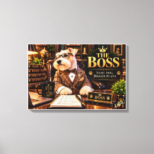 De Baas Schnauzer Kantoor Muur Kunst – Grappige Ba Canvas Afdruk
