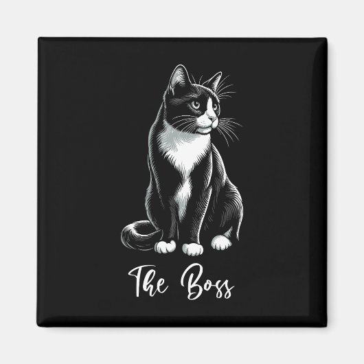 De baas Tuxedo Cat Lover Kitten Tuxedo Cat Eigenaa Magneet (Voorkant)