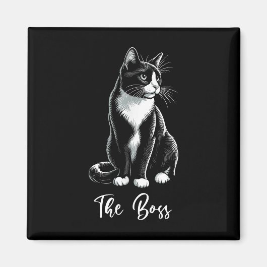 De baas Tuxedo Cat Lover Kitten Tuxedo Cat Eigenaa Magneet (Voorkant)