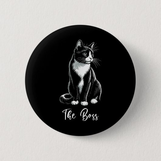 De baas Tuxedo Cat Lover Kitten Tuxedo Cat Eigenaa Ronde Button 5,7 Cm (Voorkant)