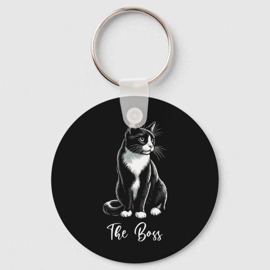De baas Tuxedo Cat Lover Kitten Tuxedo Cat Eigenaa Sleutelhanger (Voorkant)