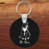 De baas Tuxedo Cat Lover Kitten Tuxedo Cat Eigenaa Sleutelhanger (Voorkant)